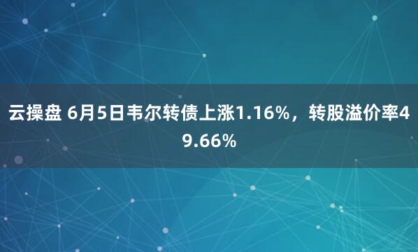 云操盘 6月5日韦尔转债上涨1.16%,转股溢价率49.66%